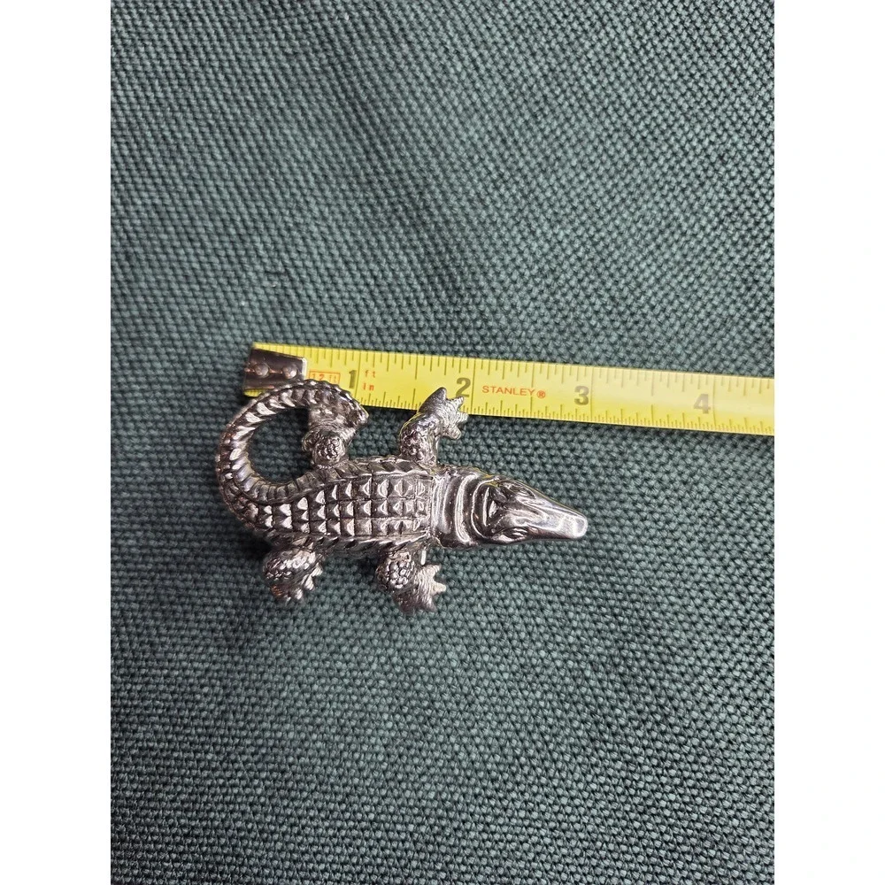 Terry Stack Artisan Alligator Belt Buckle Silver Women's 1.5in New